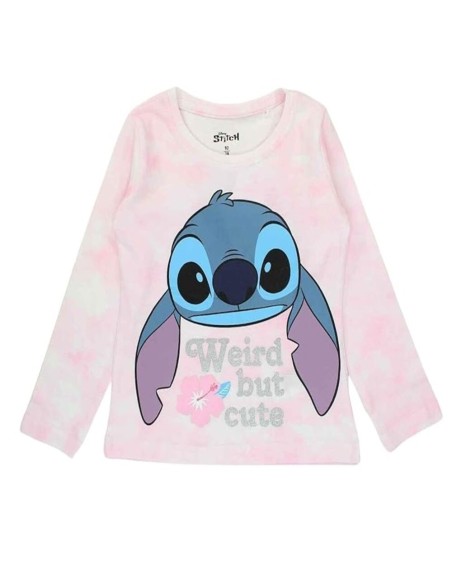 Pigiama per bambina in sacchetto di plastica rosa - Stitch